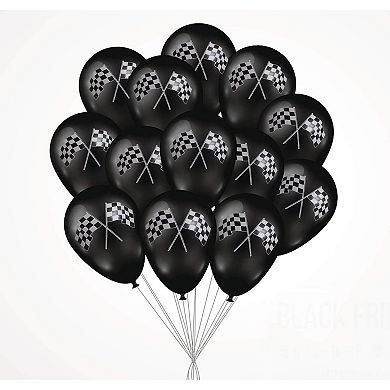 50 Checkered Racing Car Flag Party Balloons Black White Race Car Theme Decor