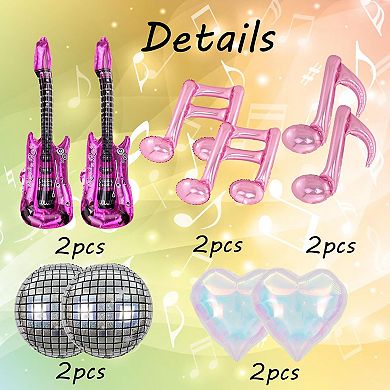 10Pcs Music Note Disco Guitar Foil Balloons for Concert Party Decor