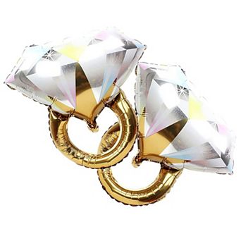 2 pc Diamond Ring Aluminum Balloons for Wedding Bridal Shower and Engagement Party Supplies