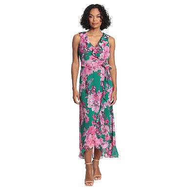Petite London Times Sleeveless Floral Ruffle Maxi Dress