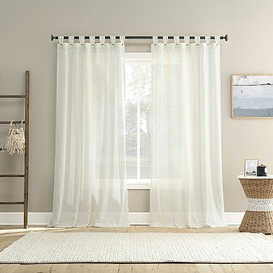 No. 918 Waverly Linen Blend Sheer Tab Top Single Window Curtain Panel