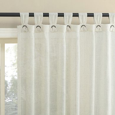 No. 918 Waverly Linen Blend Sheer Tab Top Single Window Curtain Panel