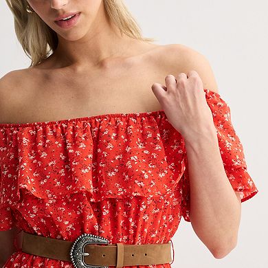 Juniors' WallFlower Daisy Hi-Low Belted Maxi Dress
