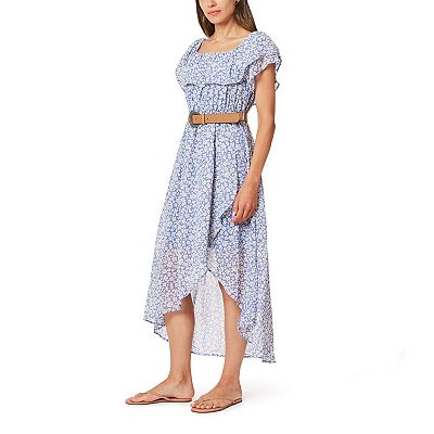 Juniors' WallFlower Daisy Hi-Low Belted Maxi Dress