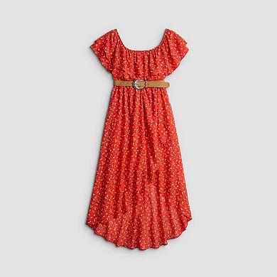 Juniors' WallFlower Daisy Hi-Low Belted Maxi Dress