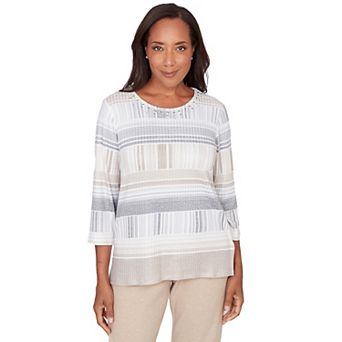 Women's Alfred Dunner Geometric Stripe Embellished Crewneck Top