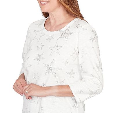 Women's Alfred Dunner Star Print Crewneck Top