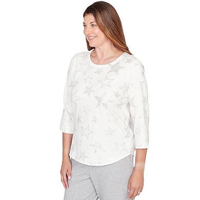 Women's Alfred Dunner Star Print Crewneck Top