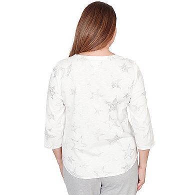 Women's Alfred Dunner Star Print Crewneck Top