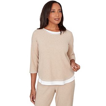 Women's Alfred Dunner Embellished Layered Hem Crewneck Top