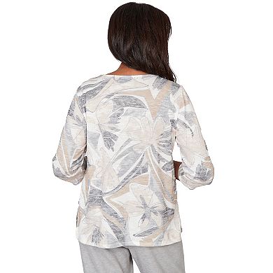Women's Alfred Dunner Leaf Print Crossover V-Neck Top