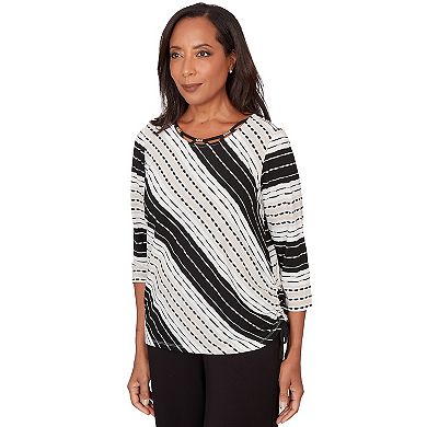 Women's Alfred Dunner Embellished Diagonal Textured Stripe Top