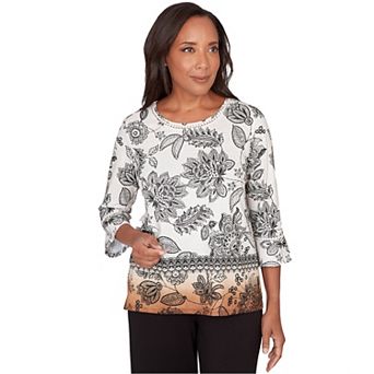 Women's Alfred Dunner Ombre Floral Crewneck Top