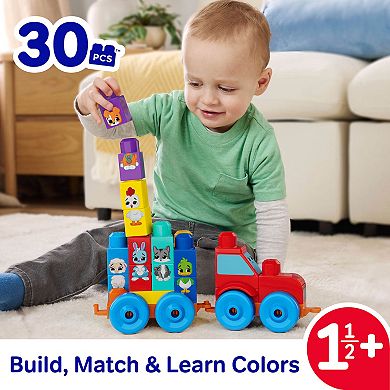 Mega Bloks First Builders Build & Match Animal Tractor Block Toy 30-pc.