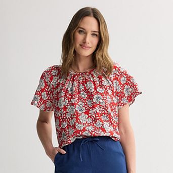 Women's Sonoma Goods For Life® Silk-Like Flutter Sleeve Top