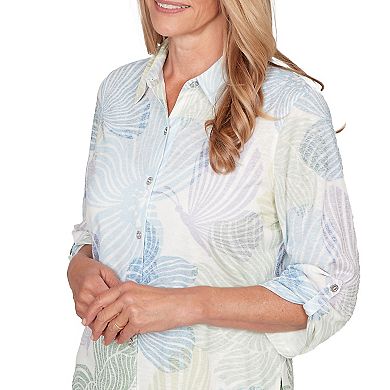 Women's Alfred Dunner Pastel Floral Print Button-Down Shirt