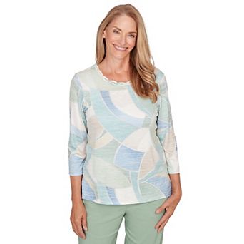 Women's Alfred Dunner Stained Glass Print Embellished Long Sleeve Top