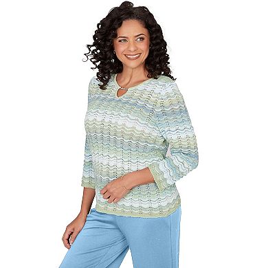 Women's Alfred Dunner Textured Space Dye Split Neck Sweater