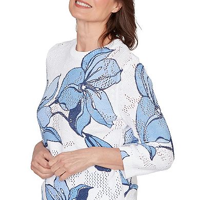 Women's Alfred Dunner Abstract Floral Print Ribbed Sweater