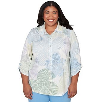 Plus Size Alfred Dunner Pastel Floral Print Button-Down Shirt