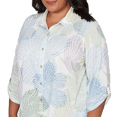 Plus Size Alfred Dunner Pastel Floral Print Button-Down Shirt