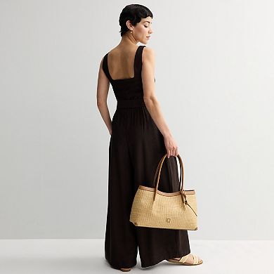 Women's Nine West Zipper Front Square Neck Jumpsuit