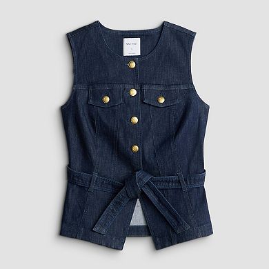 Petite Nine West Button Front Denim Vest