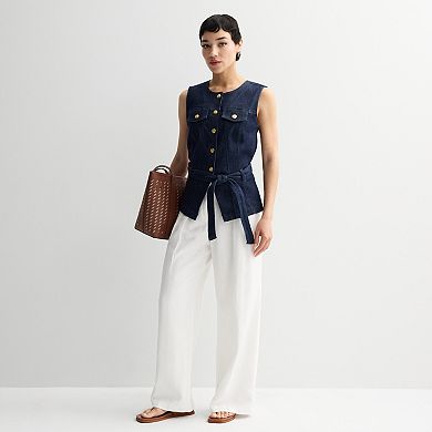 Women's Nine West Button Front Denim Vest