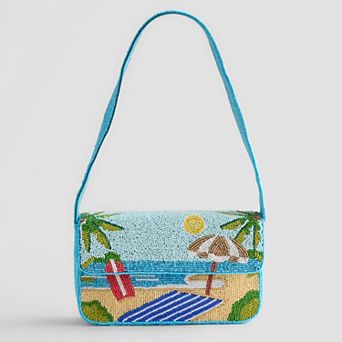 SOL and MER Beaded Baguette Shoulder Bag