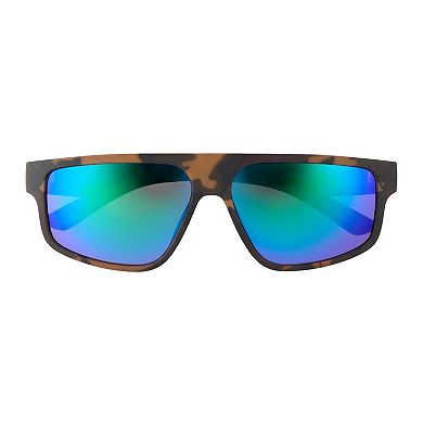 Men’s Cali Blue 59mm Plastic Wrap Mirror Sunglasses