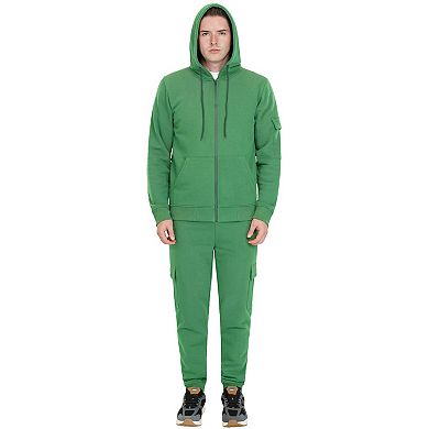 Men’s 2-Piece Cargo Jogger Sweatsuit - Heavy Duty Cotton Blend