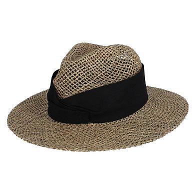 CTM Unisex Twisted Straw Fedora with Shapeable Brim and Hatband