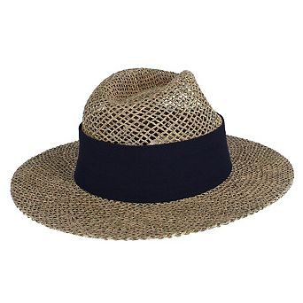 CTM Unisex Twisted Straw Fedora with Shapeable Brim and Hatband