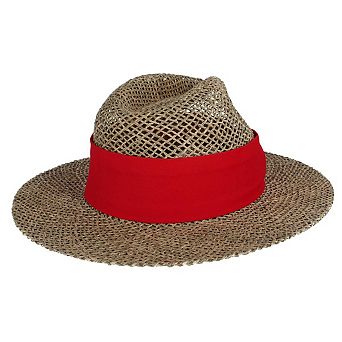CTM Unisex Twisted Straw Fedora with Shapeable Brim and Hatband