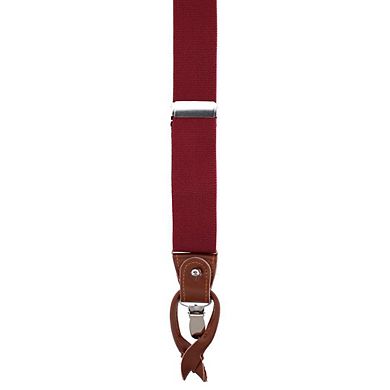 CTM Men's Elastic and Leather Suspender Gift Set with Clip Button and Swivel Ends