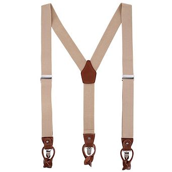 CTM Men's Elastic and Leather Suspender Gift Set with Clip Button and Swivel Ends