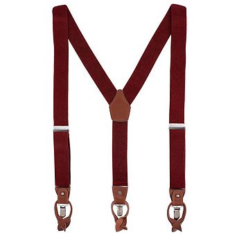 CTM Men's Elastic and Leather Suspender Gift Set with Clip Button and Swivel Ends
