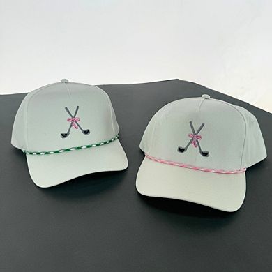 CTM Women's Golf Club Bow Cap with Rope Hatband