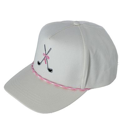 CTM Women's Golf Club Bow Cap with Rope Hatband