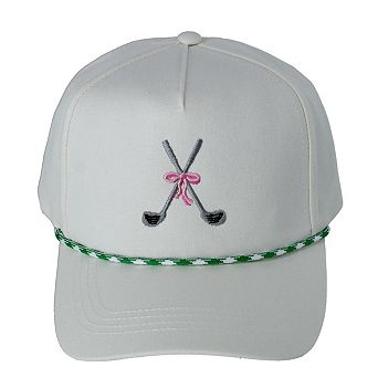CTM Women's Golf Club Bow Cap with Rope Hatband