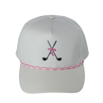 CTM Women's Golf Club Bow Cap with Rope Hatband