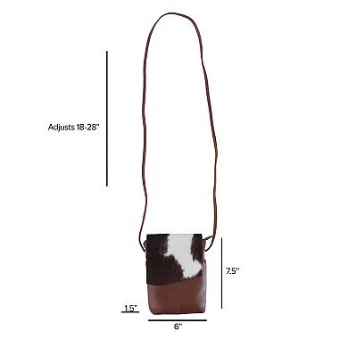 CTM Women's Western Leather Cow Print Crossbody Purse
