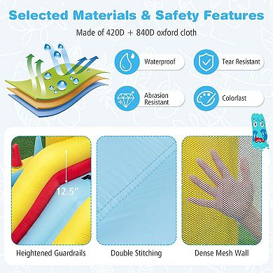 Costway Inflatable Bounce House with Slide Jumping Area Tunnel Ball Pit with 550W Blower