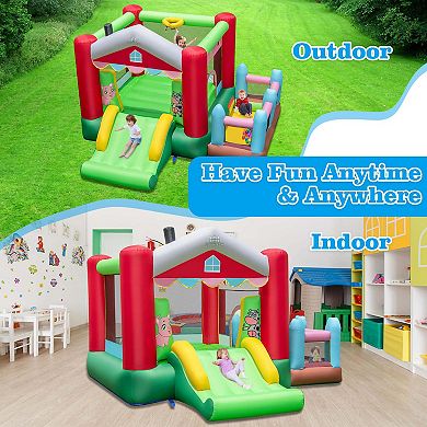 Costway 4-in-1 Farm Themed Inflatable Bounce House with Slide Ball Pit & Basketball Hoop