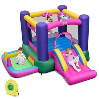 Costway Inflatable Bounce House Kids 6-in-1 Jumping Castle with Slide Ball Pit with 480W Blower