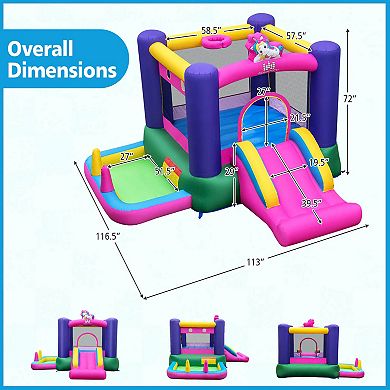 Costway Inflatable Bounce House Kids 6-in-1 Jumping Castle with Slide Ball Pit with 480W Blower