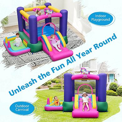 Costway Inflatable Bounce House Kids 6-in-1 Jumping Castle with Slide Ball Pit with 480W Blower