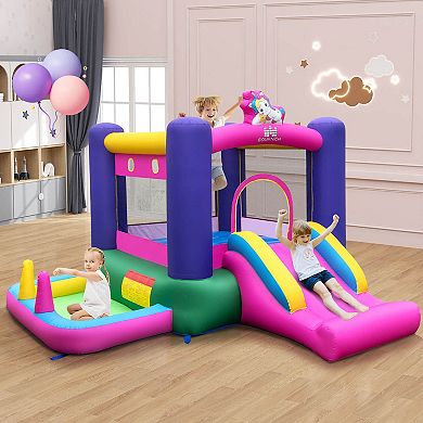 Costway Inflatable Bounce House Kids 6-in-1 Jumping Castle with Slide Ball Pit with 480W Blower