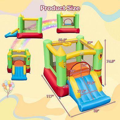 Costway Inflatable Bounce House with 480W Blower Slide Jumping Area & Basketball Hoop