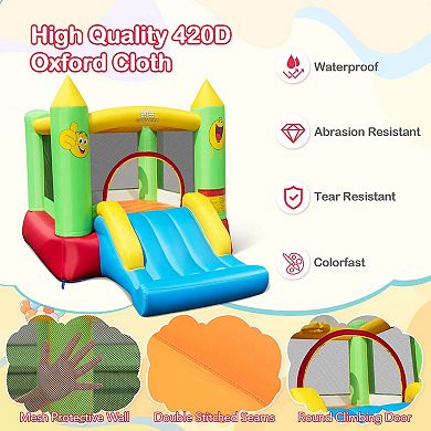 Costway Inflatable Bounce House with 480W Blower Slide Jumping Area & Basketball Hoop
